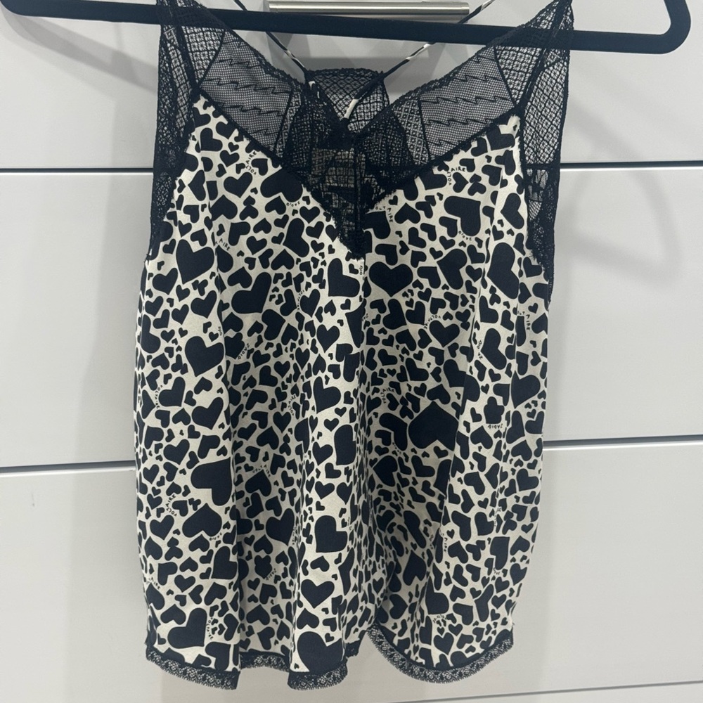 Zadig & Voltaire Black and White Heart Tank Top